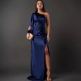 thumbnail image 6 of Lady Evening Dress - One Shoulder Sleeveless, Split Hem, Slim Waist, Pleated Maxi Dress, 6 of 8