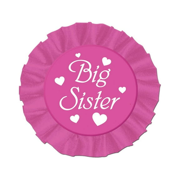 Party Central Club Pack of 12 Pink and White Round "Big Sister" Buttons Party Favors 3.5''