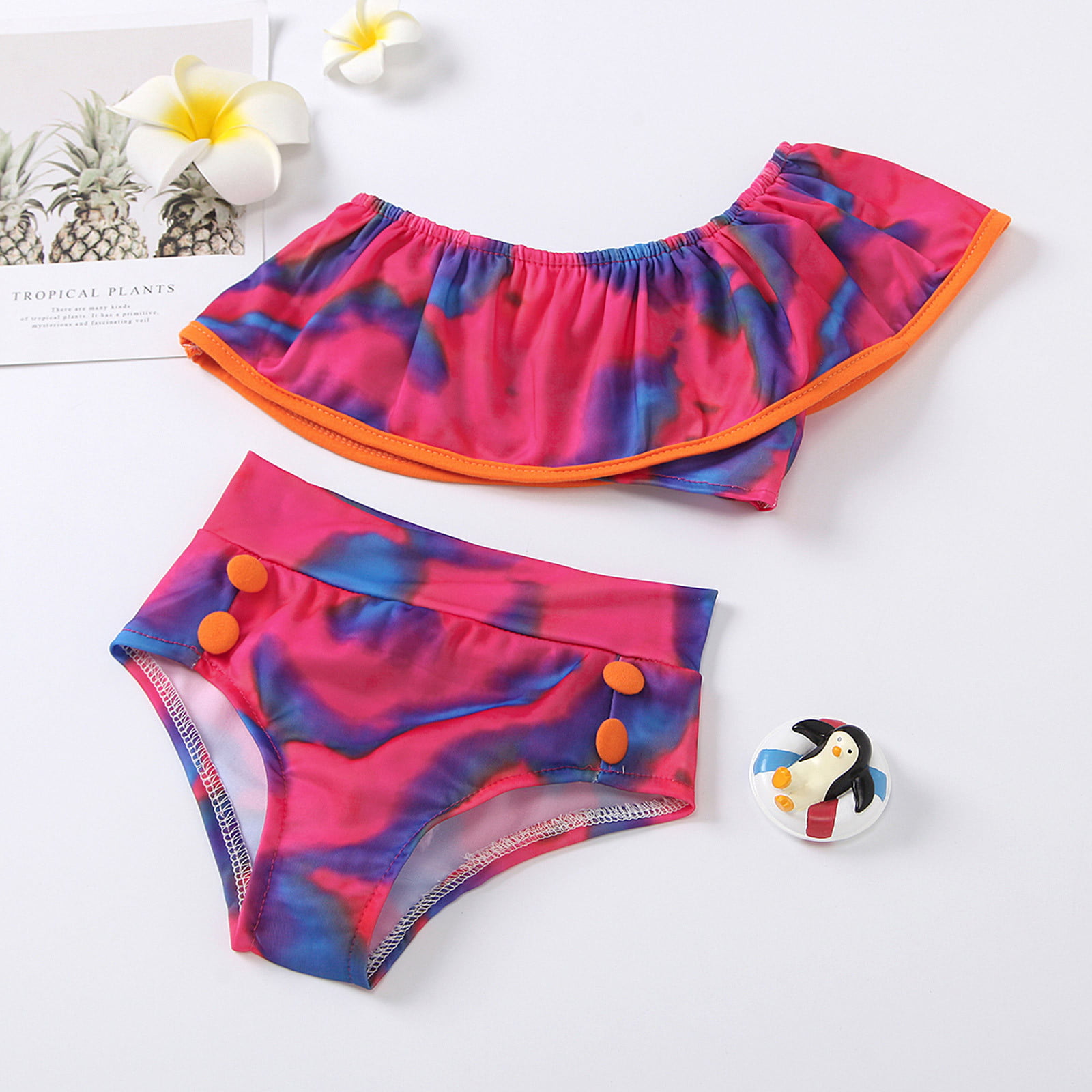Shldybc Girl's Bikini Swimwear Floral Print Two Piece Swimsuits