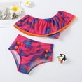 thumbnail image 4 of AURIGATE Little Girls Swimsuits Toddler Baby Girls Tie-Dye Ruffle Swimwear One Shoulder Bathing Suit Bikini Set, 4 of 5