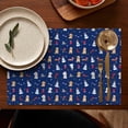 thumbnail image 5 of Dark Blue Christmas Dog and Snowman Pattern Summer Placemats Table Placemats Set Of 4-Linen Kitchen Washable Placemats Table Mats 11.8"x17.7" Non-Slip Heat Resistant, 5 of 6