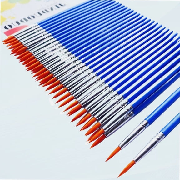 60pcs Round Pointed Paint Brushes for Kids/Students/Teenagers/Beginners, Detail Paint Brush Set for Watercolor/Oil/Acrylic, Small Plastic Short Handle Paint Brushes for Art Class Painting