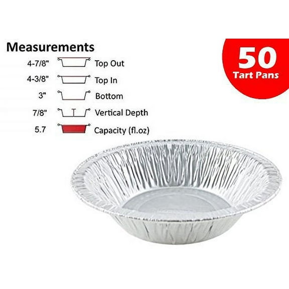 Durable Packaging 4-7/8" Foil Tart Pan (Durable 5" #2200) - Mini Aluminum Pot Pie Baking Plate Tin (pack of 50)
