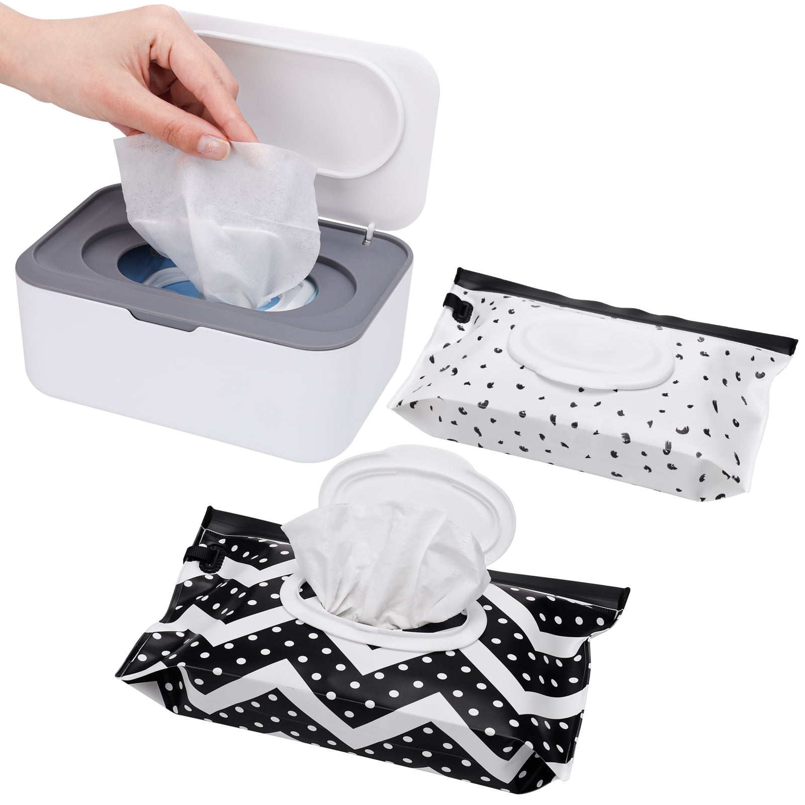 Rumbeast Baby Wipes Dispenser, Wipe Dispenser with 2 Pack Wipe Pouch