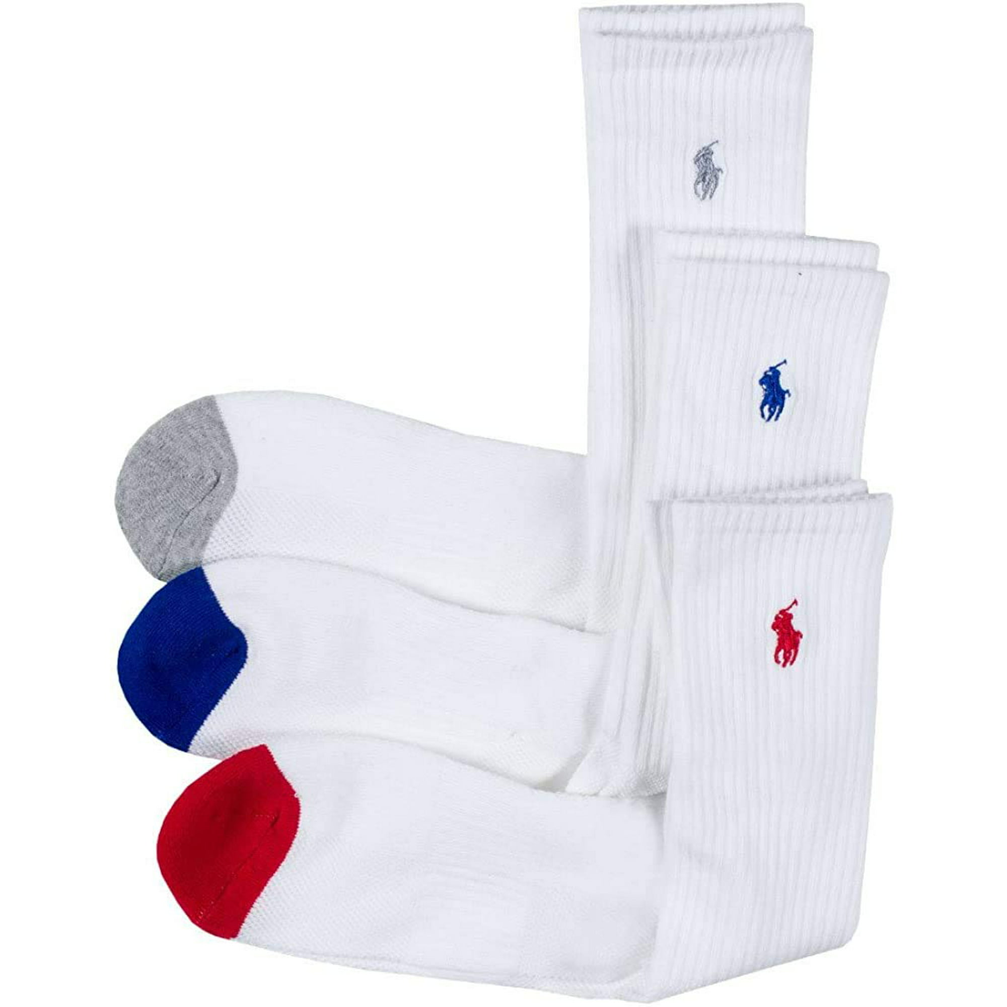 Polo Ralph Lauren 6-Pack Heel Toe and Arch Support Crew Socks Sz 10-13 Fits   | Walmart Canada