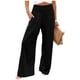 thumbnail image 5 of Pantalones de verano Minnieouse para mujer color sólido Suelto Casual Pierna ancha Negro METRO 2piezas, 5 of 6