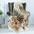 thumbnail image 3 of Ambesonne Leopard Fleece Throw Blanket Tender Abloom Watercolor 50"x70" Peach Ginger and Grey Teal, 3 of 5