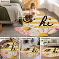 thumbnail image 5 of Round Rugs 6 Ft, Spring Bees Daisy Non Slip Area Rugs for Kitchen Bedroom Entryway, Rustic Tulips Dots Yellow Striped Burlap Washable Carpet Runner Rug Floor Mats for Bedroom Home Decor, 5 of 8