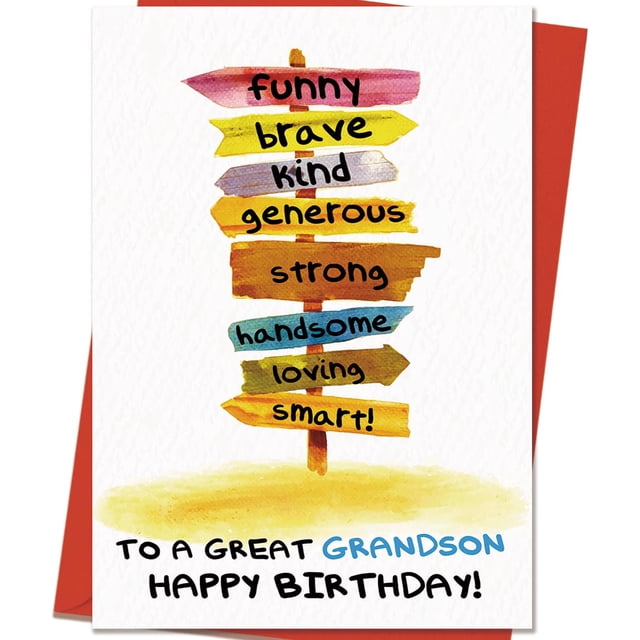Tarjeta de cumpleaños Mcduldul Grandson con sobre y pegatina de 20 x 13 cm