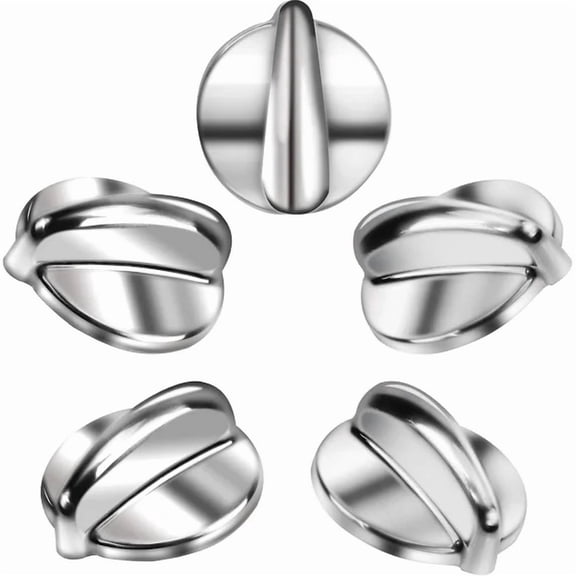 Upgraded Surface Burner Control Knob Replacement for GE Stove Knobs, Stainless Steel, Heavy Duty Metal, Replaces Part # WB03K10208, AP4980246, 1810427, AH3486484, EA3486484 Silver Silver Silver