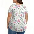 thumbnail image 4 of TQWQT Womens Tops Plus Size Flowy Summer Short Sleeve Blouses Floral Pleated T-Shirt Crew Neck Tunic Shirts Loose Casual Clothes for Women Pink 4XL, 4 of 5