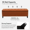 thumbnail image 4 of Ottoman with Storage, 51 Inch End of Bed Storage Ottoman Bench, Faux Leather Upholstered Ottomans with Hinged Lid, Rectangle Long Foot Rest Bench for Living Room Bedroom Red Brown, 4 of 17