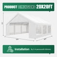 thumbnail image 6 of Dateyes 20*20FT Party Tent,Heavy Duty Outdoor Awning Tent,with Removable Sidewalls, Commercial Wedding Big Tent,Carport, BBQ,UV 50+, Waterproof, White, 6 of 9