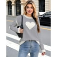 thumbnail image 2 of Pullover Sweaters for Women Cute Heart Print Color Block Valentines Day Crewneck Fall Winter Knitted Stripe Sweaters Warm Long Sleeve Jumper Tops Alsol Lamesa, 2 of 6