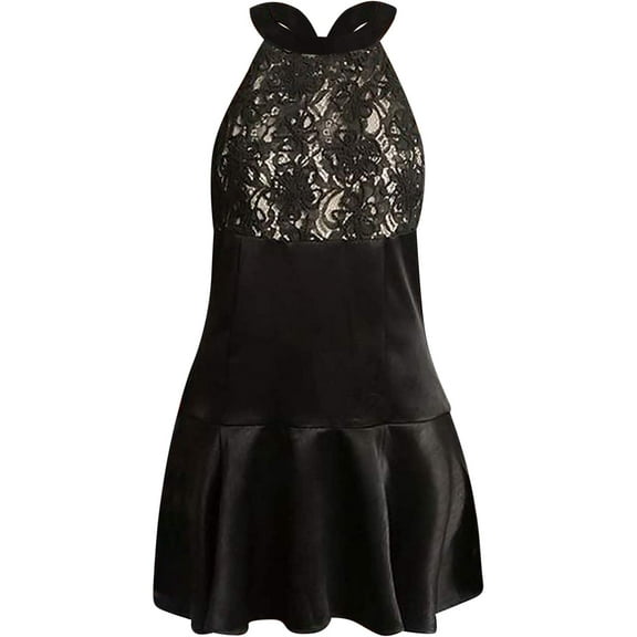 Black Satin Sleeveless Racerback Cocktail Dress Size Small