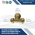thumbnail image 3 of 10 Pcs XFITTING Push Fit 1/2 Inch x 1/2 Inch x 3/4 Inch Push Fit Reducing Tee, 27-5-4=10XX, 3 of 4