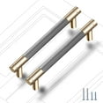 thumbnail image 2 of Guoharda Paquete de 12 manijas moleteadas para gabinetes de 5 pulgadas y 128 mm Tiradores para gabinetes Tiradores de aluminio Tiradores con acabado de oxidación dorado y gris con patrón de diamante d, 2 of 5