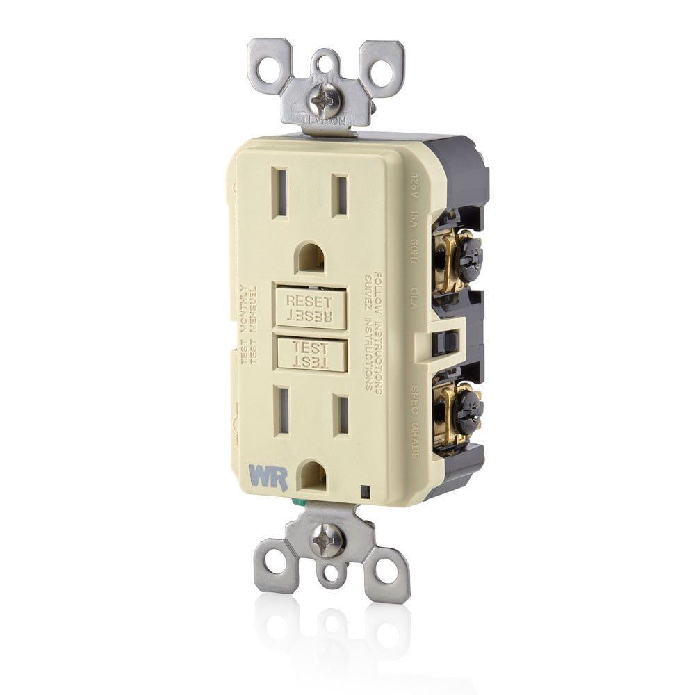 Leviton Smartlockpro Weather & Tamper-Resistant Duplex Gfci Receptacle With Led, Ivory, Nema 5-15R, 125 Volts, 15 Amps