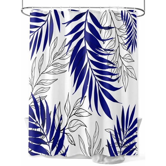 Abstract Art Navy Leaves Shower Curtain Set ,Waterproof Fabric Shower Curtains Watercolor Leaf Modern Style Shower Curtains for Bathroom,Bathroom Decor 72"x72"