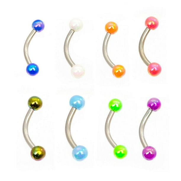 Eyebrow Ring Curve barbells pack of 8 with Bright