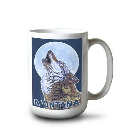 

15 fl oz Ceramic Mug Montana Wolf Howling Dishwasher & Microwave Safe