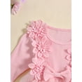thumbnail image 6 of Suealasg Newborn Baby Girls Romper Dress 3 6 12 18 Months Infant Girls Fall Clothes Long Sleeve 3D Bow Flower Ribbed Dress Jumpsuit, 6 of 7