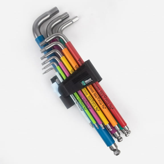 Wera SAE Hex-Plus Stainless Steel L-Key Set 9 Piece Imperial Ball End Hex Key Set 05022860001
