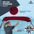 thumbnail image 3 of KNOX Bimini Top Boot Cover Replacement, Fits 3 Bow & 4 Bow Bimini Tops for Boats, 600D Marine Grade Canvas, Fadeproof, Waterproof Sun Shade Boat Canopy Storage, No Frame, 91"-96"W, Burgundy, 3 of 7