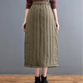 thumbnail image 4 of KHONTS Women's Winter Elastic Waist A-Line Quilted Midi Long Insulated Skirt with Pockets Green M, 4 of 8