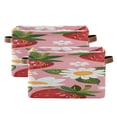 thumbnail image 2 of Strawberries Leaves Flowers Cartoon Square Storage Bins with Handles Collapsible Containing Box 1 Pack, 2 of 9