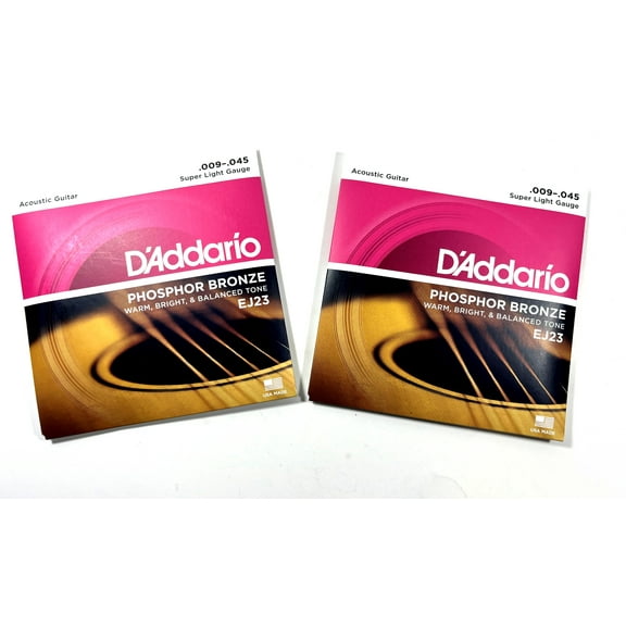 D'Addario Acoustic Guitar Strings 2 Sets Super Light Phosphor Bronze 009-045