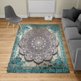 thumbnail image 2 of Ethnic Turkish Area Rug, Mystic Mandala Culture Karma Calmness and Harmony Boho Design, Soft Carpet for Living Room Decor with Distressed Look, 6.6' X 9.6', Azure Blue, by Ambesonne, 2 of 4