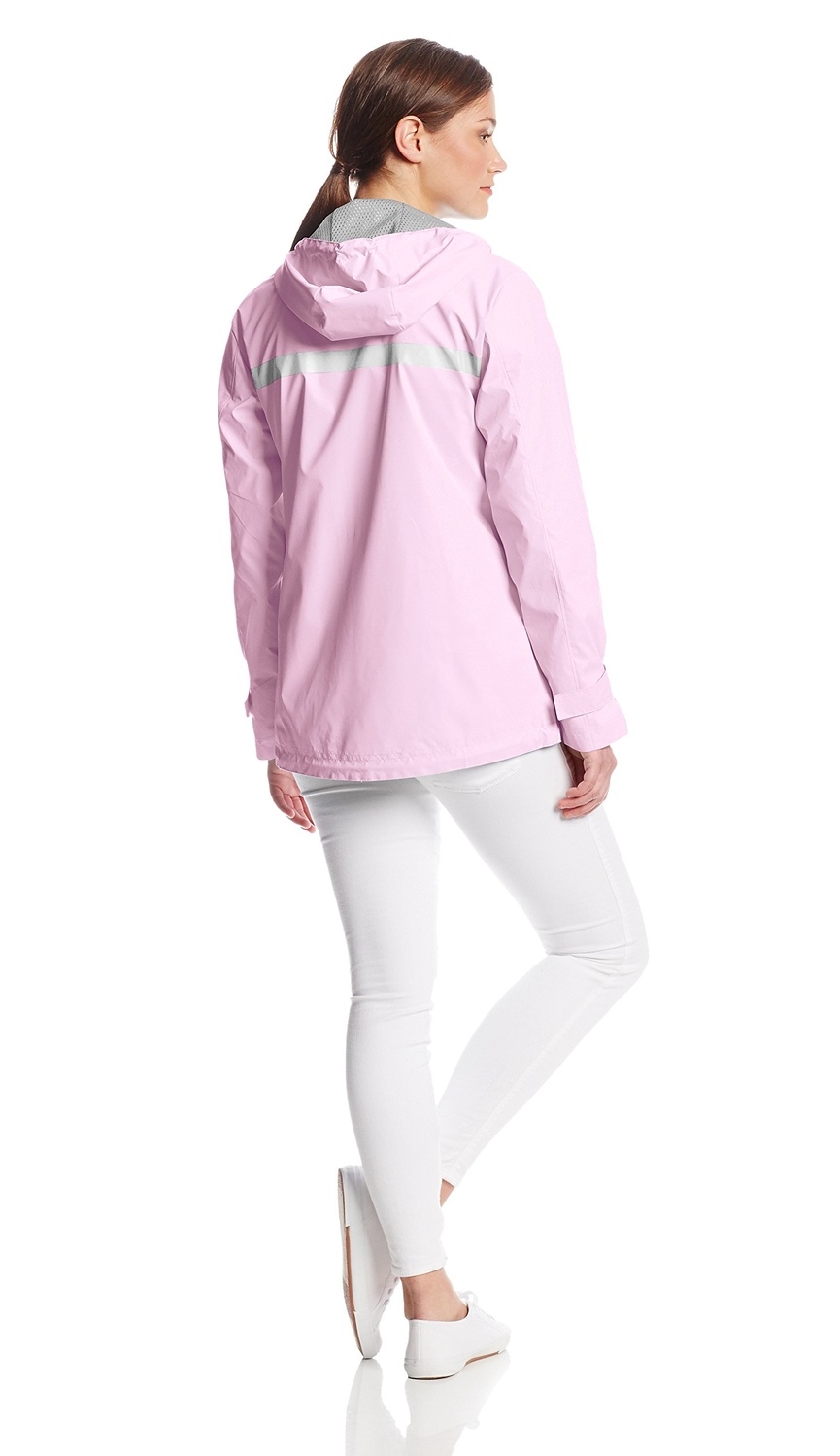 Charles River Women's New Englander Rain Jacket in Pink/Reflective L | 5099 - image 2 of 2