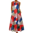 thumbnail image 1 of Innerwin Robes Longues Maxi Sans Manches Femmes Été Plage Robe de Soirée Imprimé Floral Décontracté Robe Débardeur Rouge Bleu P, 1 of 2
