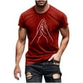 thumbnail image 2 of Jinhomg Mens Everyday Tees Big and Tall Comfy Short Sleeve Round Neck T Shirts 2025 Fashion Graphic Pullover Tops Spring Summer Going Out Wear Red XXXXL, 2 of 5