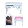thumbnail image 2 of 1Set Miniature Dollhouse Vanity Table Set with Stool 1:12 Scale White Makeup Dressing Table with Drawers for Bedroom Scene Decoration, 2 of 5