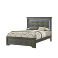 thumbnail image 2 of Modern LED Light King Panel Upholstered Bed Wooden Master Bedroom 5pc Set Gray, 2 of 7