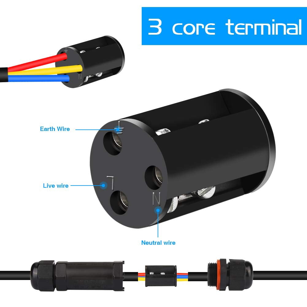 Electrical Junction Box IP68, Electrical Cable Connector External Junction Box 3 Wire, Domino Junction Box for Cable Ø 1 to 13 mm (8 Pcs)