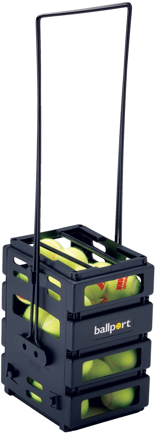 Tourna Mini Ballport Tennis Ball Pick Up Hopper - Holds 36 Balls - Black