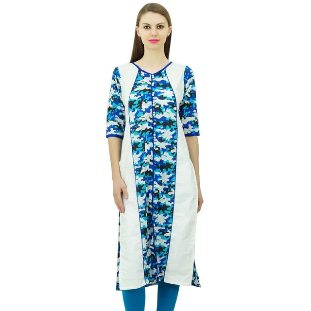 Phagun Kurti Droit en Coton avec Bouton avant Kurta Décontractée