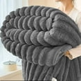thumbnail image 2 of Blankets for Adults Decorative Solid Color Blankets Thick and Heavy Soft Fluffy Fuzzy Warm Blanket for Chair Bed Sofa Living Room Grey 59 In, 2 of 5