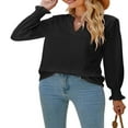 thumbnail image 3 of Women Fashion Shirts Solid Color Hollow-Out Long Sleeve Blouses, 3 of 7