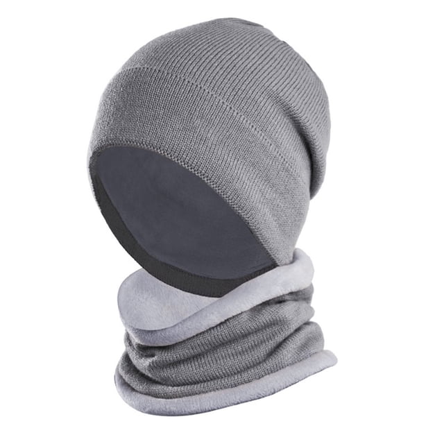 Neckerchief Set Solid Color Warm Unisex Hat Supplies Plush Knit Hat For Winter