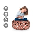 thumbnail image 2 of Floral Storage Toy Bag Chair, Geometric Flower Inspired Abstract Vintage Illustration, Stuffed Animal Organizer Washable Bag, Large Size, Vermilion Ivory, by Ambesonne, 2 of 3