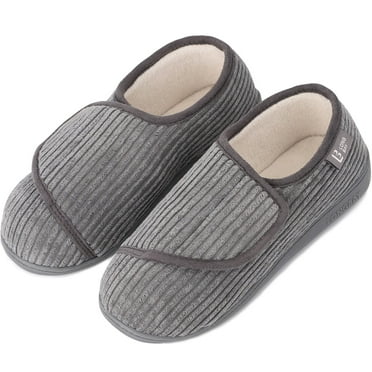 LongBay Women's Adjustable Diabetic Slippers Memory Foam Arthritis Edema Fuzzy House Shoes