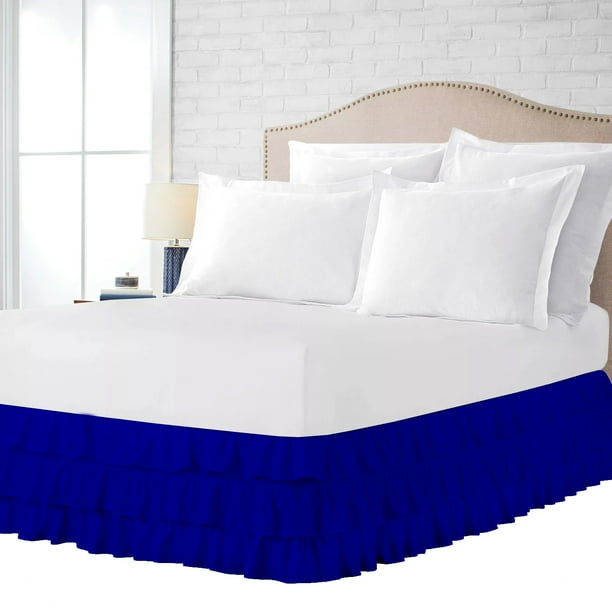 100 Egyptian Cotton 1 Pcs Multi Ruffled Bed Skirt 21 Inch Solid Egyptian Royal Blue Twin Xl Walmart Com Walmart Com