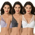 thumbnail image 1 of Curve Muse Women's Plus Size Minimizer Unlined Underwire Full Coverage Bra-3PK-LAVENDER,GRAY,CREAM-36DDD, 1 of 7