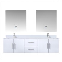 Volez 54 in W x 18.25 in D Navy Blue Bath Vanity with Side Cabinets, White Ceramic Top, and 28 in Mirror