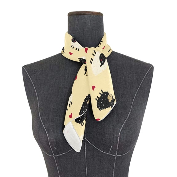 Square Scarf 24x24 Inch Cute Sheep Heart Pattern Silky Satin Sun Protection Neck Scarf for Women Multi-Purpose Head Wrap Bandana for Hair Bag Decoration