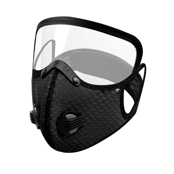 Mascarilla facial para ciclismo, cálida, cómoda, a prueba de polvo, transpirable, con protector ocular. Negro